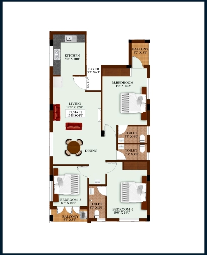 Spacious layout design for premium apartments and 3 BHK flats in Velachery.